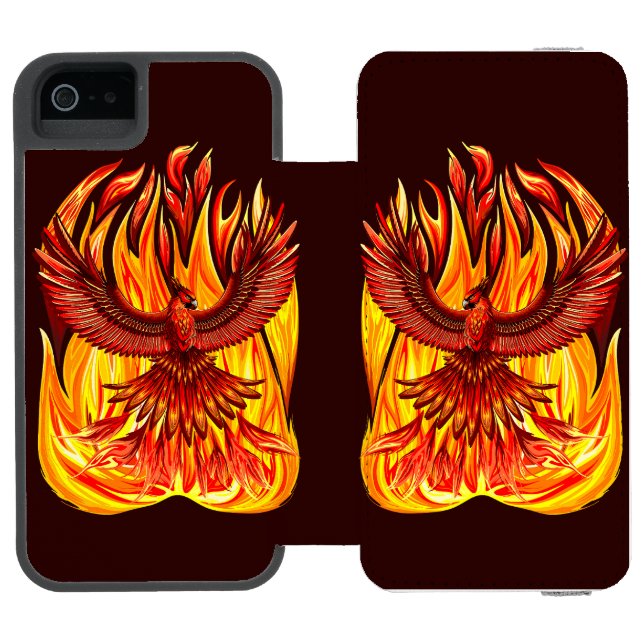 Phoenix mythologische unsterbliche Kreatur Incipio iPhone Geldbeutel-Hülle (Folio Geöffnet)