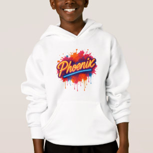 Phoenix Neon Graffiti - Retro Street Art Glow Hoodie