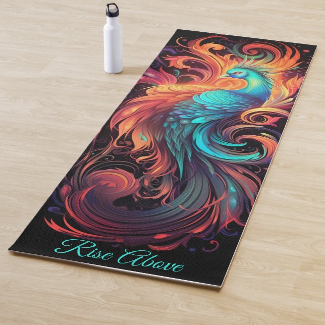 Phoenix Orange Black Türkquoise Bold Yogamatte (Beispiel)