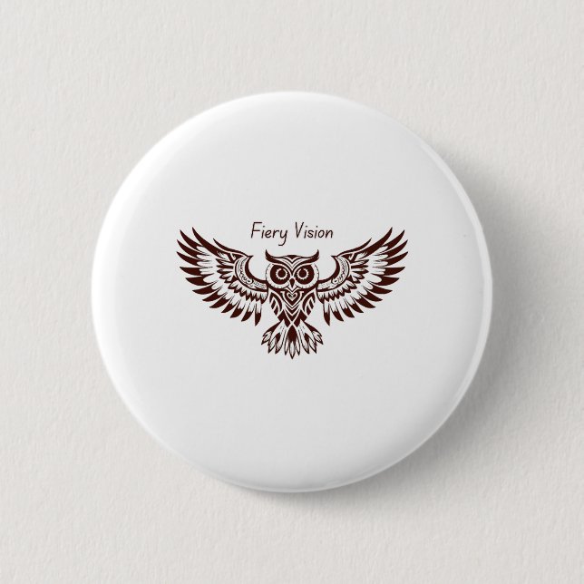 Phoenix Owl – Fiery Vision Button (Vorderseite)