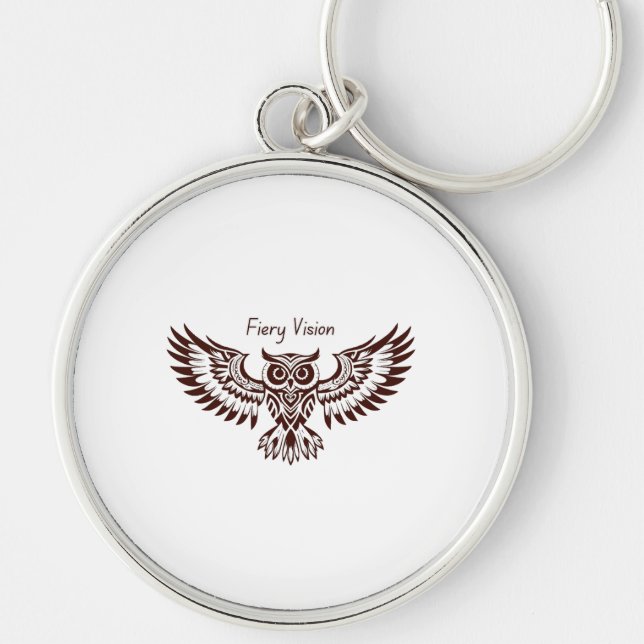 Phoenix Owl – Fiery Vision Schlüsselanhänger (Vorne)