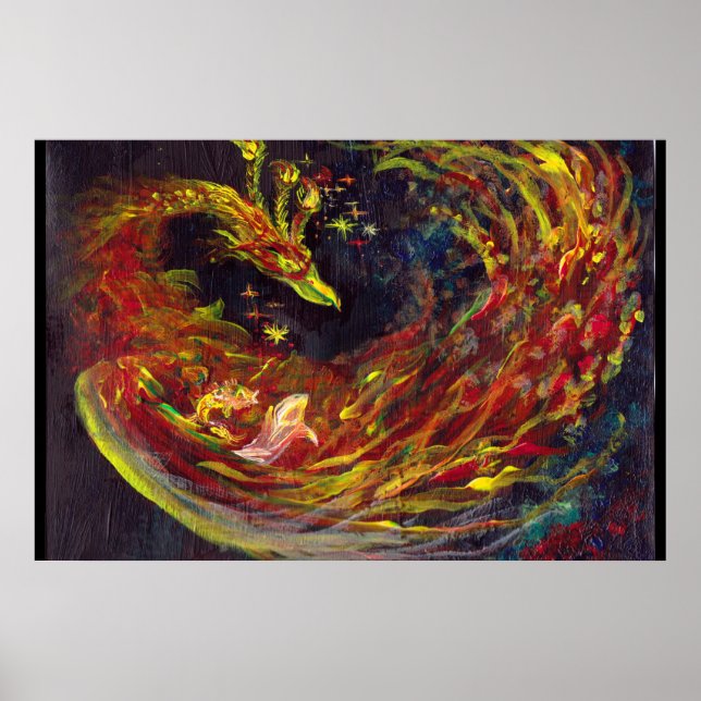 Phoenix Pheonix Red Firebird Thunderbird Flames Poster (Vorne)