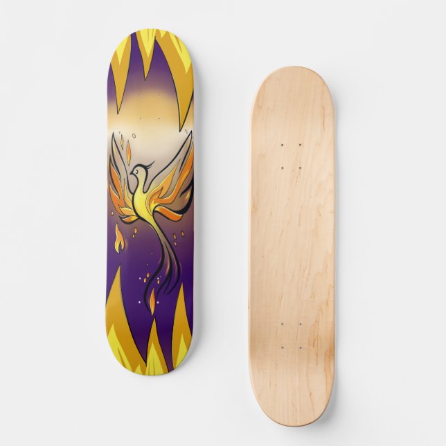 Phoenix Rise – Minimal Flame Skateboard (Vorderseite)