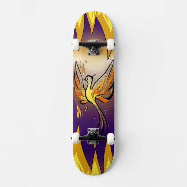 Phoenix Rise – Minimal Flame Skateboard (Vorderseite)