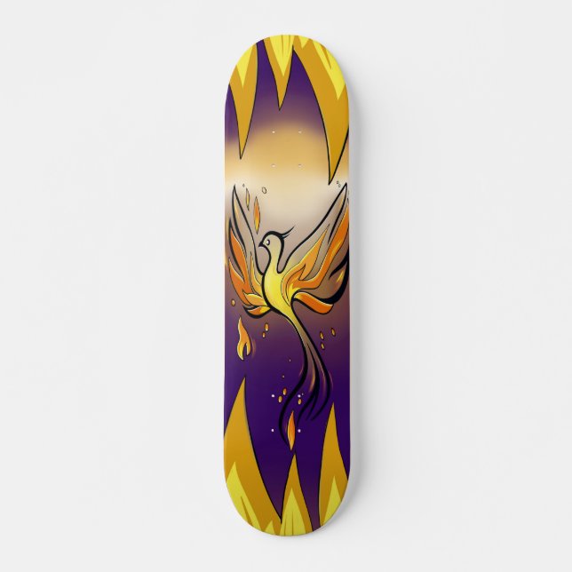 Phoenix Rise – Minimal Flame Skateboard (Vorne)