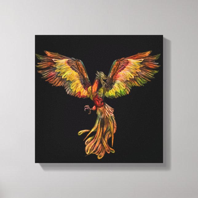 Phoenix Rising - auf schwarz Leinwanddruck (Vorderseite)