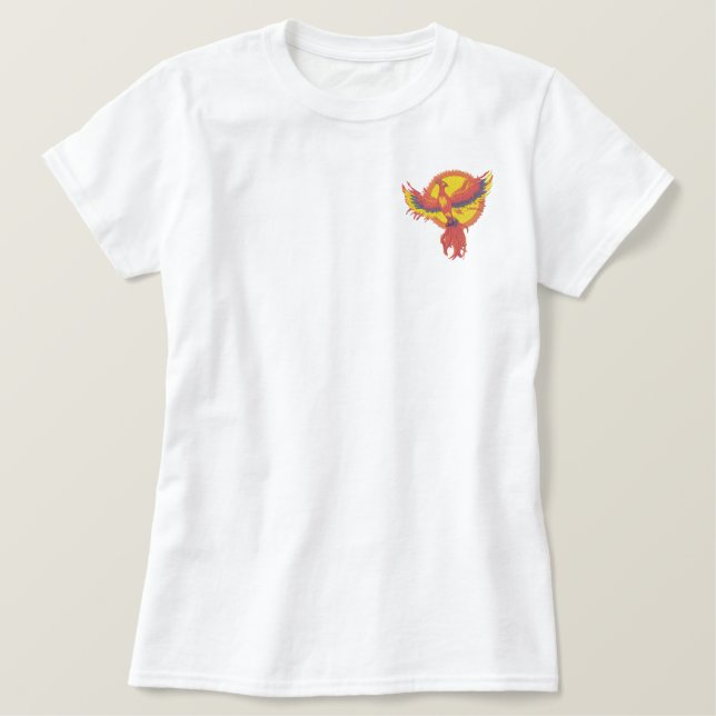 Phoenix Rising Besticktes T-Shirt (Design vorne)