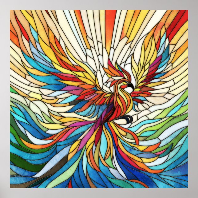 Phoenix Rising - farbige Mosaikkunst Poster (Vorne)