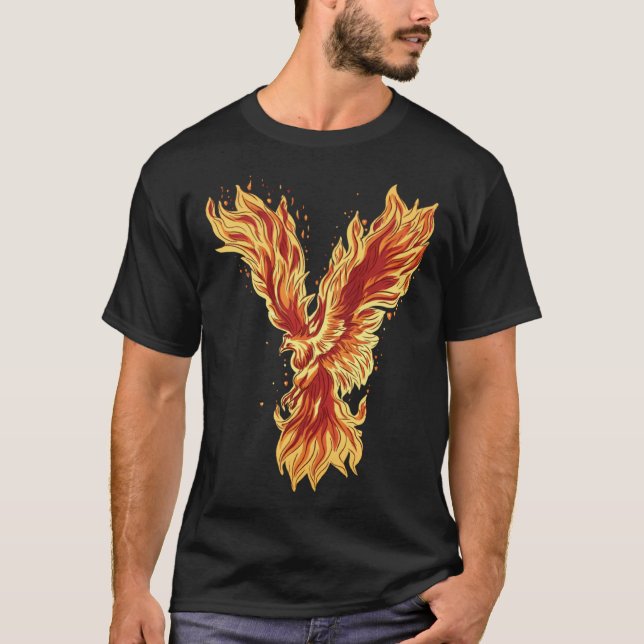 Phoenix Rising Fire Bird Mythical Artwork T-Shirt (Vorderseite)
