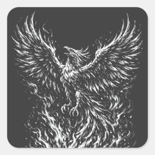 Phoenix Rising From the Flames von BurnsInHell Quadratischer Aufkleber