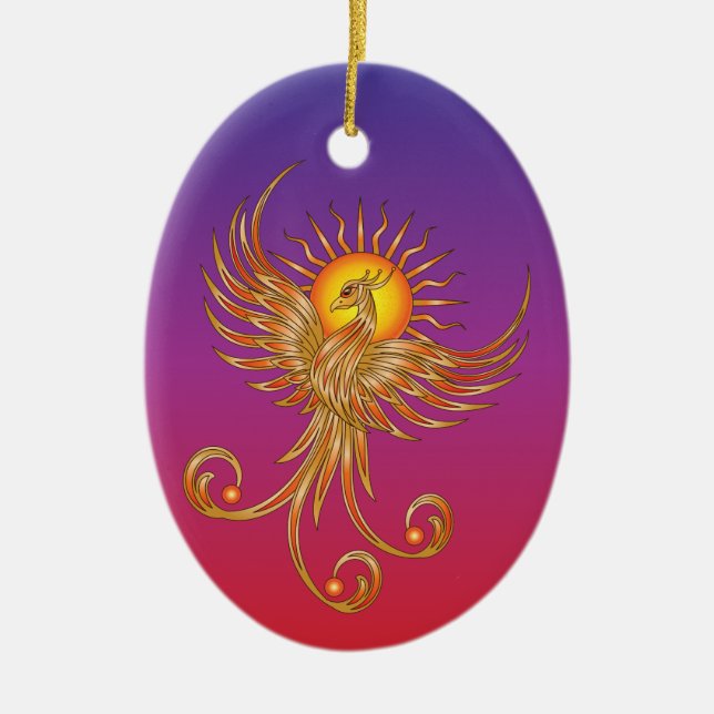 Phoenix Rising Keramik Ornament (Vorne)