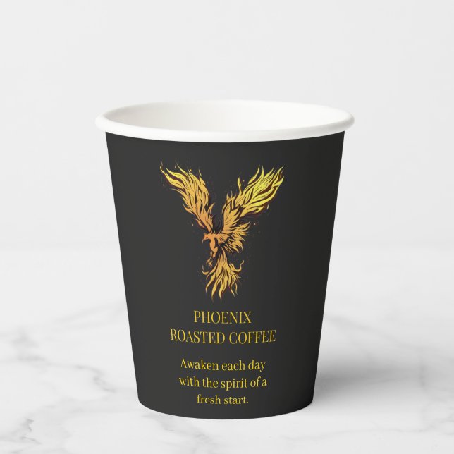 Phoenix Rising Kühnes Design Pappbecher (Vorderseite)