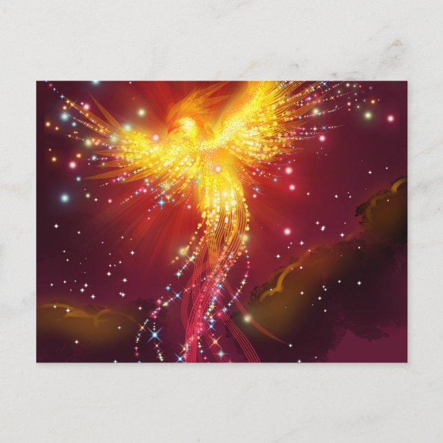 Phoenix Rising (lila) Postkarte (Vorderseite)