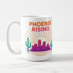 Phoenix Rising Neon City – Retro Synthwave-Wüste Kaffeetasse