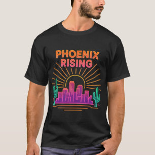 Phoenix Rising Neon City – Retro Synthwave Wüste T-Shirt