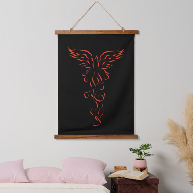 Phoenix Rising Wandteppich Mit Holzrahmen (Schlafzimmer)