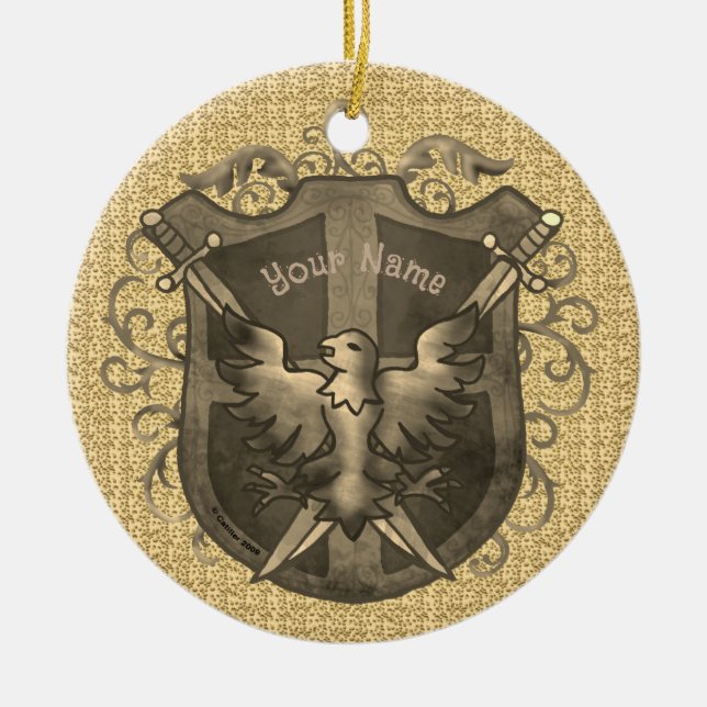 Phoenix Schild  Keramik Ornament (Vorne)