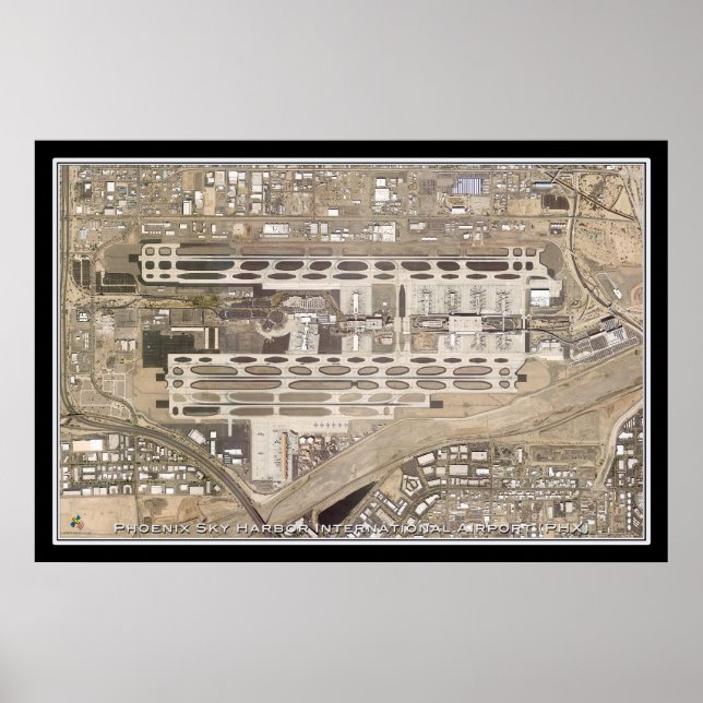 Phoenix Sky Harbor Intl Airport Satellite Karte Poster (Vorne)