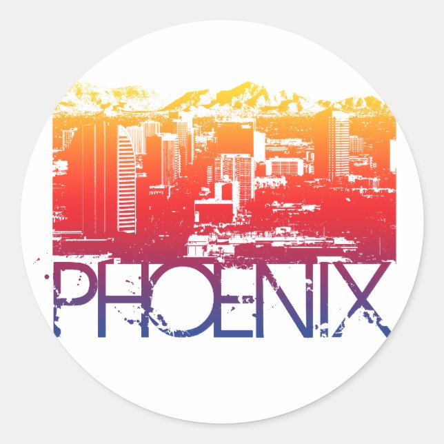 Phoenix Skyline Design Runder Aufkleber (Vorderseite)