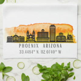 Phoenix Skyline Map Koordinaten Geschirrtuch