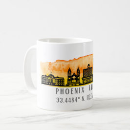 Phoenix Skyline Map Koordinaten Kaffeetasse
