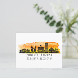 Phoenix Skyline Map Koordinaten Postkarte