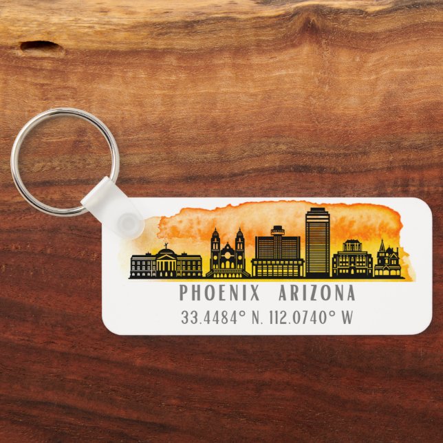 Phoenix Skyline Map Koordinaten Schlüsselanhänger (Rückseite)