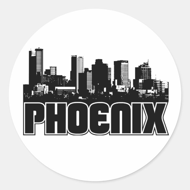 Phoenix Skyline Runder Aufkleber (Vorderseite)