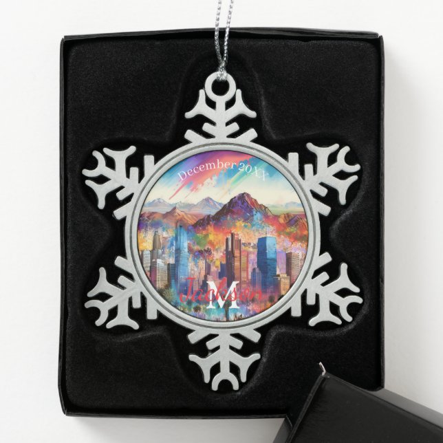 Phoenix Snowflake Pewter Weihnachtsschmuck Schneeflocken Zinn-Ornament (Box)