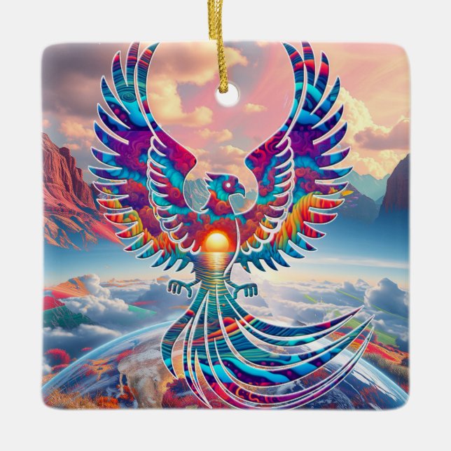 Phoenix Sunrise Keramikornament (Vorderseite)