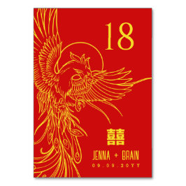 Phoenix Thema Doppeltes Glück | Gold auf Red Tischnummer