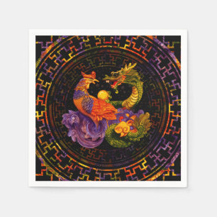 Phoenix und Dragon in Farbe Serviette