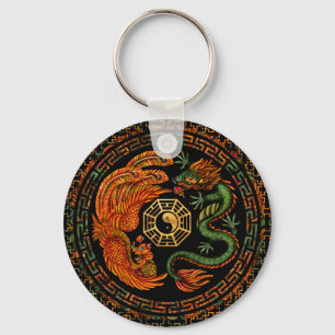 Phoenix und Dragon mit Bagua #2 Schlüsselanhänger