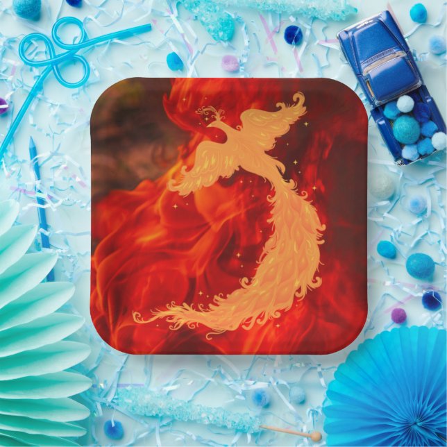 Phoenix und Feuer Pappteller (Party)