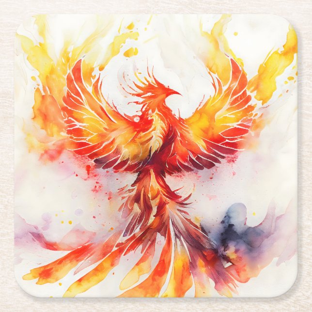 Phoenix-Verbreitung ist Flügel, die aus den Aschen Rechteckiger Pappuntersetzer (Vorderseite)