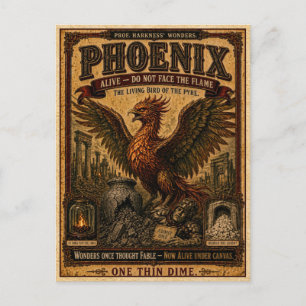Phoenix, Vintage Zirkus-Monster Postkarte