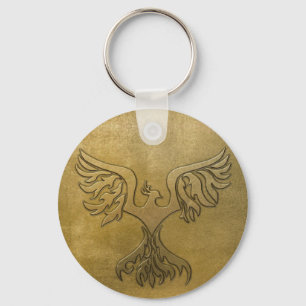 Phoenix-Vogel-Gold geprägt Schlüsselanhänger