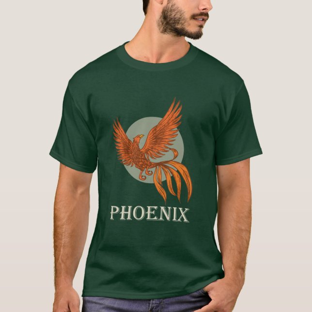 Phoenix-Vogel Rot steigt T-Shirt (Vorderseite)