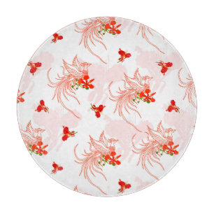 Phoenix-Vogel und Phoenix-Blume nahtloses Muster Schneidebrett