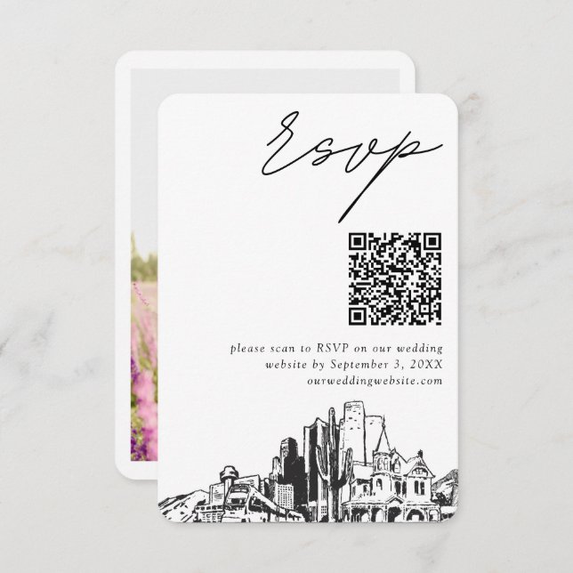 Phoenix Wedding Modern UAWG QR Code Begleitkarte (Vorne/Hinten)