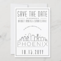 Phoenix Wedding Stylized Skyline Save the Date