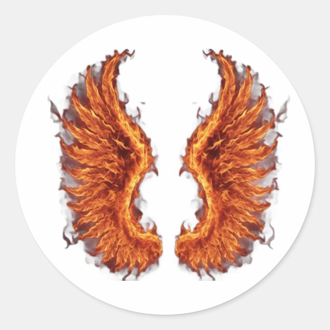 Phoenix wings on fire runder aufkleber (Vorderseite)