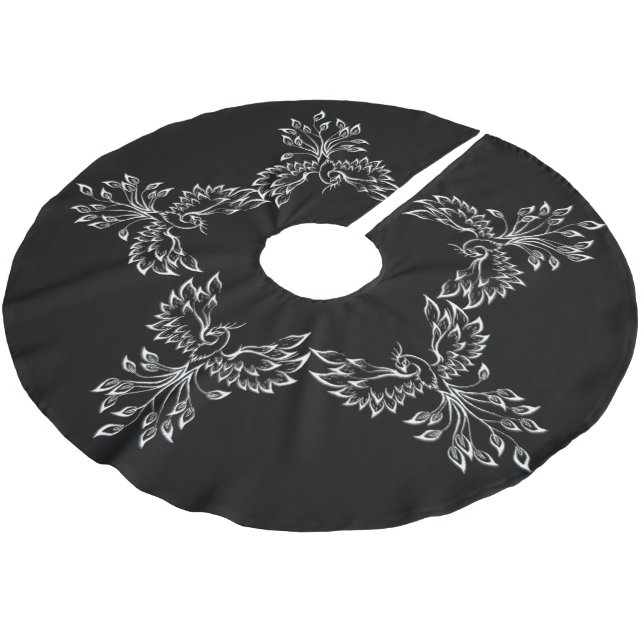 Phoenixanstiege auf schwarz polyester weihnachtsbaumdecke (Schrägansicht)