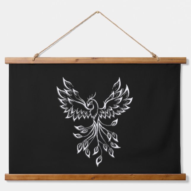 Phoenixanstiege auf schwarz wandteppich mit holzrahmen (Vorne)