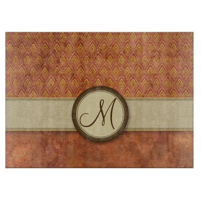 Phoenixes Feuer-Feder-Muster mit Monogramm Schneidebrett (Vorderseite)