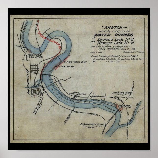 Phoenixville Mont Clare Schuylkill Canal PA 1899 Poster (Vorne)