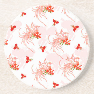 Phoenixvogel und Phoenix-Blume Nahtloses Muster Getränkeuntersetzer