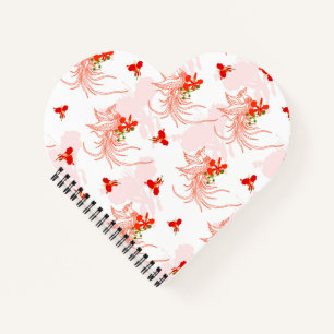 Phoenixvogel und Phoenix-Blume Nahtloses Muster Notizbuch