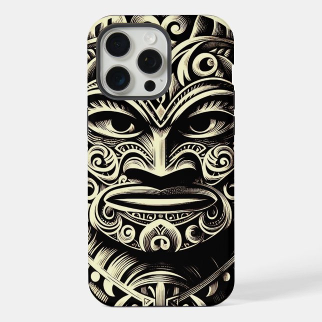 Phone Bone Scrimshaw Tiki iPhone Case 15 Pro Max Hülle (Rückseite)