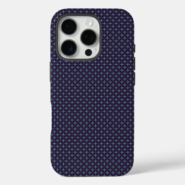 Phone case with a blue and pink geometric pattern (Rückseite)
